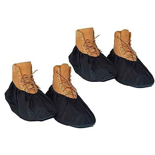 2 Pairs Non Slip waterproof Reusable shoe Covers for contrators and Carpet Floor Protection, Machine Washable. SMALL