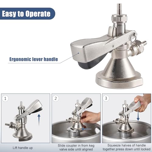 Hilangan A-Type German Slider Keg Coupler with SS304 Probe, Brass Body, 60psi Relief
