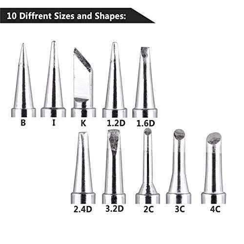 Yakamoz 10Pcs 900M-T Soldering Iron Tips Kit Solder Welding Tips Replacement Accessories for Hakko, Atten, Quick, Aoyue, Yihua, Vastar, Sywon, Tabiger, Soaiy Soldering Station