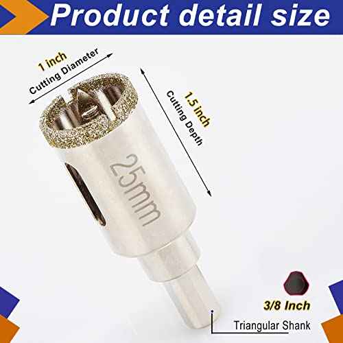 1 Inch Diamond Hole Saw with Pilot Bit, 1" Tile Hole Saw with Center Drill Bit for Marble, Granite, Ceramics, Porcelain Tiles, 1-1/2" Depth of Cut for Thick Countertops