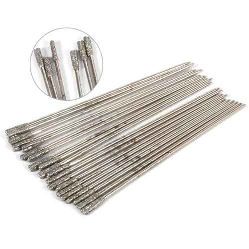 1mm Drill Bit, 20PCS Lapidary Drill Bits for Glass, Jewelry, Ceramic, Jade, Agate, Amber and Semiconductor Materials