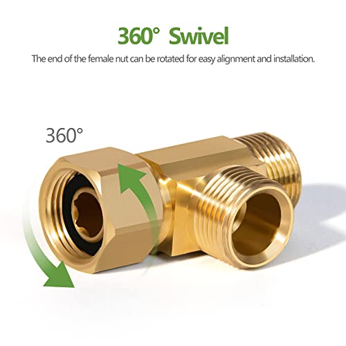 LitOrange Lead-Free Brass 2PCS 3/8 Inch Angle Stop Add-A-Tee Compression Valve