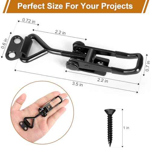 6 Pack Adjustable Toggle Latch Clamp, Upgraded Toggle Clamp Latch 4001-330Lbs Holding Capacity, Quick Release Hasp Clamps, Black Metal Pull Latches Catch for Smoker Door Tool Box Case Trunk Lid Jig