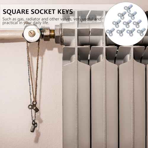 DOITOOL 10 Pcs Metal Radiator Valve Keys, Square Socket Bleed Hole Key Radiator Keys, Water Tap Switch Bleed Key, Plumbing Bleeding Key Air Plumbing Tool (Silver)