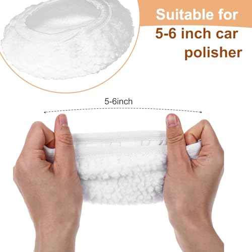 6 Pcs Car Polishing Bonnet Lambs Wool Fleece Buffing Pad Car Buffing Pads Waxing Bonnet Polishing Pads for Furniture Waxing Cleaning (5"- 6")
