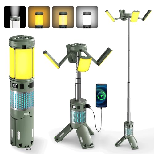 Tesmax Green Telescopic Camping Light with Stand & Magnetic Base - 40H Playtime