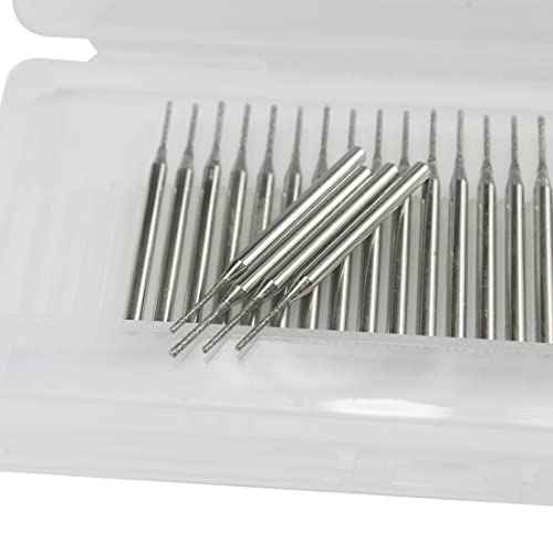 Luo ke 30 Pcs Needle Shape Diamond Burr Set, 1/8'' Shank Diamond Mounted Bead Reamer Drill Bits for Rotary Tools Includes Dremel(Size:1mm)