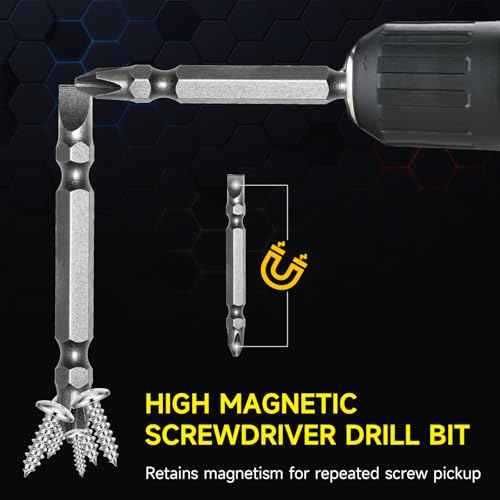 5Pcs Impact Double End Screwdriver Bit Set Ph2/Sl6 Magnetic Slotted Phillips Screwdriver Bit S2 Alloy Steel with Storage Box (65mm)