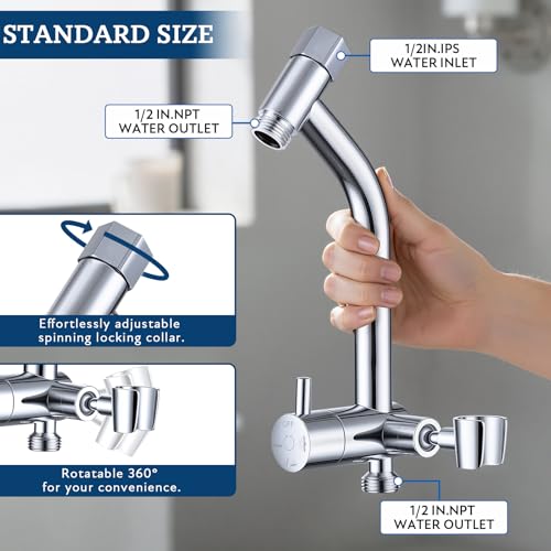 G-Promise 6-Inch All Metal Shower Diverter with Low Handheld Holder - Chrome, Model Lower 6 Inch