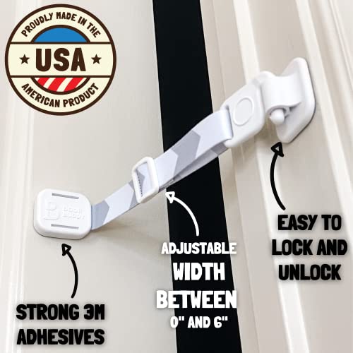 Door Buddy Baby & Cat Door Latch - Adjustable Child Safety Lock, Grey