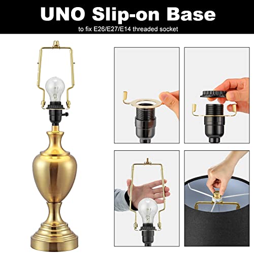 Qc Gold Adjustable Lamp Shade Holder 7-10 Inch Harp Frame with Finials