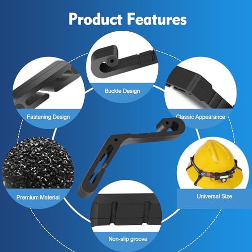 Hard Hat Light Clips,Helmet Light Holder Hook for Headlamp,Anti-Slip Stable Full Brim Hardhat Headlamp Accessory for Worker