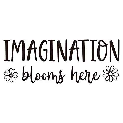 Imagination Blooms Here Vinyl Wall Decal Inspirational Wall Art Kids Playroom Wall Decals Classroom Decor
