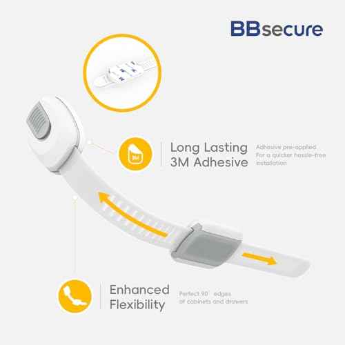 Child Proof Cabinet Locks, 6 Pack Cabinet Locks with 3M Adhesive, Door Locks for Kids Safety for Drawers, Fridge, Toilet Seat, Trash Can, Ideal Stocking Stuffers, White