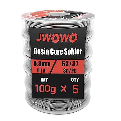 Rosin Core Solder Wire for Electrical Soldering(0.8mm/100g,5 Pack),By JWOWO