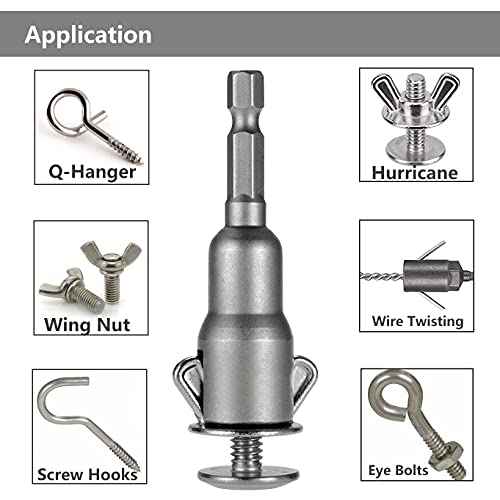 Yakamoz 6Pcs Wing Nut Driver Set Hurricane Shutter Wingnut Screw Divers Eye Bolt Drive Drill Bit Socket for Ceiling Cup Hooks Butterfly Wing Nuts Bolts