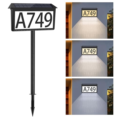 Nazuwke Solar Address Sign 1 Pack Waterproof Outdoor House Numbers with Lighting