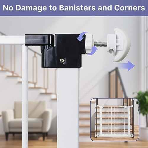 Baby Gate Banister Adapter (2 Pack) Universal Hardware for Pressure Mounted Gate - Stairs to Wall Parts for Pets - White Extender