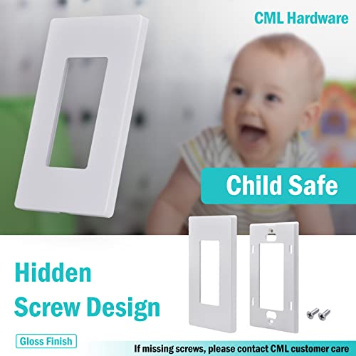 CML Decorator White Screwless Wall Plate 1-Gang Gloss Finish, 8-Pack