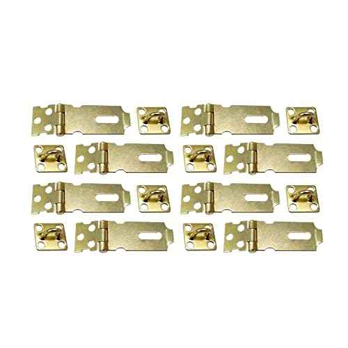 QCAA Safety HASP with Fixed Staple Steel Construction, 2", Brass Plated, 8 Pack, Made in Taiwan