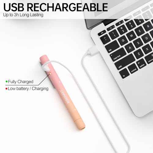 Rechargeable Pen Light for Nurses and Doctors ? LED Medical Penlight with USB Charging, Dual Light Modes, Durable Clip ? Ideal Gift for Graduation, Night Shift, Clinical Use ? Orange Pink Gradient