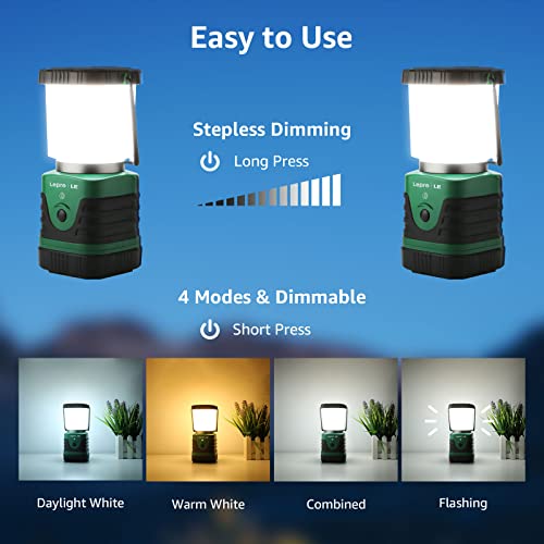 Lepro 1000LM Rechargeable Camping Lantern - Green, 4 Light Modes, Power Bank