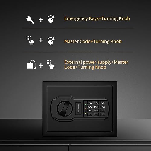 Fire Resistant Safe Box with Fireproof Waterproof Bag and Sensor Light,0.23 Cubic Feet Money Safe with Emergency External Power Supply,Electronic Digital Security Safe