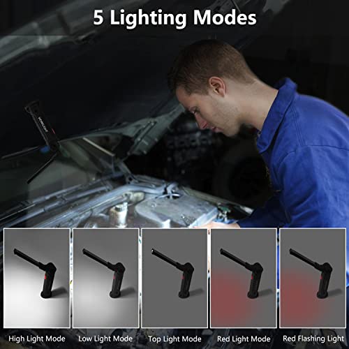 Black Portable Rechargeable Work Light 4 Pack with Magnetic Base & 360° Rotation