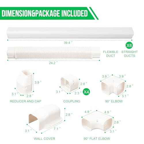 3" W 22.5Ft L Mini Split AC Line Cover Kit Decorative PVC Tubing Pipe Cover Set for Center Air Conditioner&Heat Pumps Systems (3" W 22.5ft L/White)