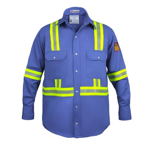 Flame Resistant High Visibility Hi Vis FR Shirt - 100% C - 7 oz