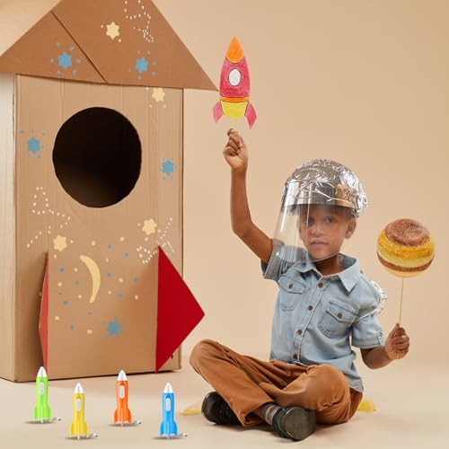 200 PCS Helicopter Mini Flashlight Keychain,Rocket LED Flashlight, Mini Flashlights In Bulk Colorful Small LED Flashlights Keychain Astronaut Party Favors for Kids