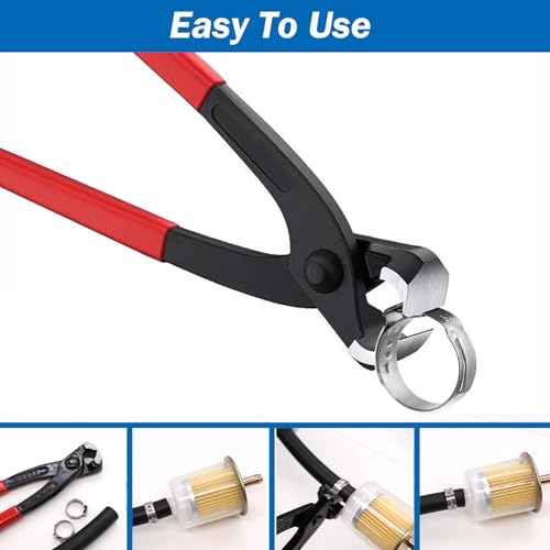 Ear Clamp Pliers 9 Inch Hose Clamp Crimping Tool Carbon Steel Pinch Clamp Pliers Install Remove Clamp Nail Puller Tool for repairing pipes, fuel lines