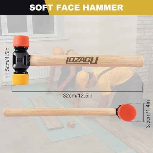 12oz Mallet Hammer with Tapping Block, Double-Face Nylon & Plastic hammer, Soft Face Hammer