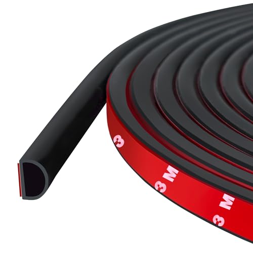 Protalwell 20Ft Black Silicone Weather Stripping Door Seal 3/8" W x 1/4" T S