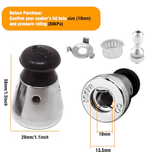 Universal 80kPa Pressure Cooker Jigger Valve Replacement with Exhaust Rod, Anti-Block