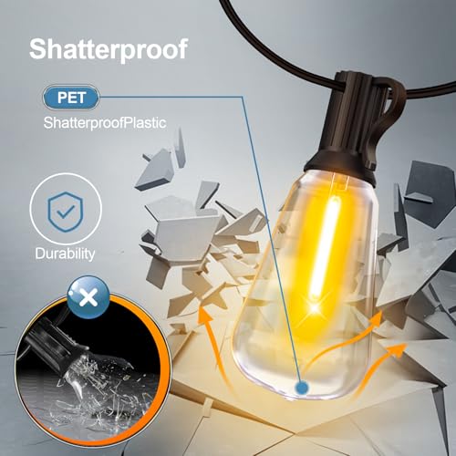 MGVIH 100ft Remote Dimmable Waterproof Outdoor String Lights with 37 LEDs