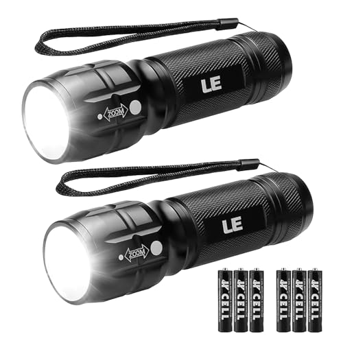 Lepro Black LED Flashlight - Waterproof, High Lumens, Adjustable Focus, Compact Handheld