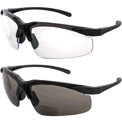Global Vision Apex 2.0 Bifocal Safety Glasses, Two Pair with Clear and Smoke Lenses