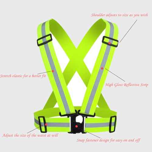 Reflective Strap Safety Vest, Lightweight,Adjustable & Elastic, Hi Vis Running Gear for Jogging,Walking,Cycling,Motorcycle,Men,Women