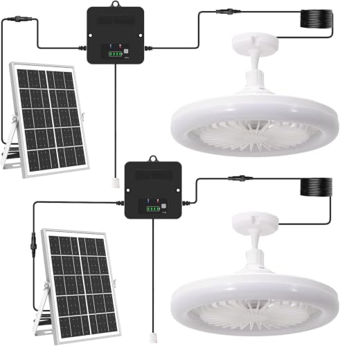 APILAB Solar Ceiling Fan with Light 3-in-1 Waterproof Outdoor Indoor