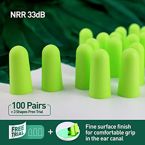 EARS SECRET Foam Ear Plugs for Sleeping, 100+3Pairs Earplugs 38dB Comfortable Ear Plugs for Sleeping Noise Cancelling, Travel, Snoring, Concert, Loud Noise, Shooting, Studying and Work