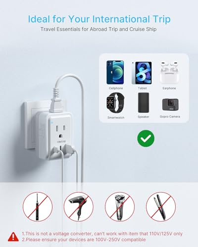 VINTAR 2 Pack European Travel Plug Adapter, Type C Foldable Power Converter, 17W