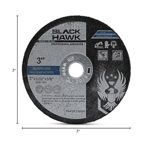 BHA Metal and Stainless Steel Cut Off Wheels for Die Grinders, 3” x 1/32” x 3/8” - 25 Pack