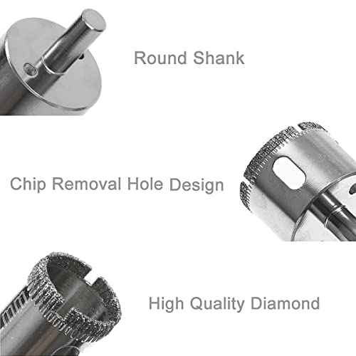 Diamond Drill Bits Set, 10 PCS Diamond Hole Saw Set, Glass Drill Bit for Ceramic Tile Porcelain Marble Granite Stone Bottles, 1/4 to 1-1/5 Inch