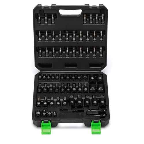 67-Piece Master Torx Bit Socket and External Torx Socket Set, 1/4", 3/8" and 1/2" Drive, S2 and Cr-V Steel, E4 - E24, T6 - T70, TT6 - TT70, TP8 - TP60, Includes 7PCS Socket Adapters