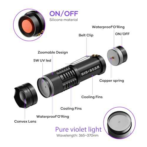 1 Mode UV 365nm Blacklight Flashlight LED Ultraviolet Flashlights Portable Uv Light Wood's lamp Detector for Dog Urine Pet Stains, Anti-counterfeiting and More - Powered by Single AA Battery