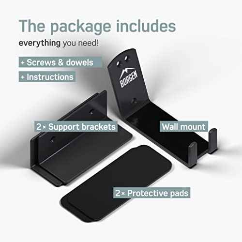Borgen Bike Wall Mount Pedal Hook for E-Bikes, MTB & Road - Bicycle Wall Mount with Support Brackets and Wall Protection Pads, Suitable as Bike Rack Garage Bike Storage Shed and Bicycle Storage Indoor