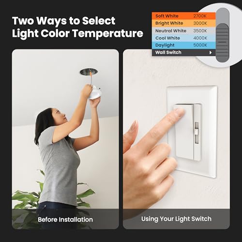 Feit Electric 6-Pack 5/6in LED Recessed Downlight Retrofit Kit, 75W Equivalent, Dimmable, Adjustable Color Temp