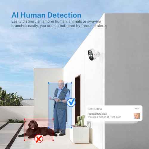 1080P Security Camera Wireless, Color Night Vision, Human Detection, Cloud Storage, 2-Way Audio, 2.4G WiFi, Live View, Indoor Outdoor Surveillance (2 Spotlights)