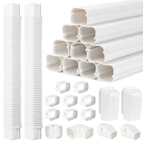 Mini Split Line Set Covers, 3¡± 20 Ft PVC Line Set Cover Kits for Outside Ductless Mini Air Conditioners and Heat Pumps with Flexible Duct